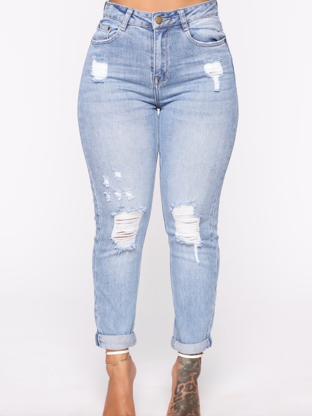 Fashion Nova Skinny Jeans Sz 18 Heavy Distressed Shredded Thighs Med Wash